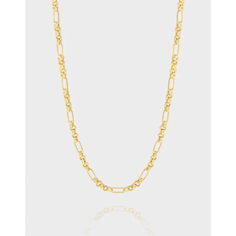 Polished sterling silver necklace with elongated rectangular links