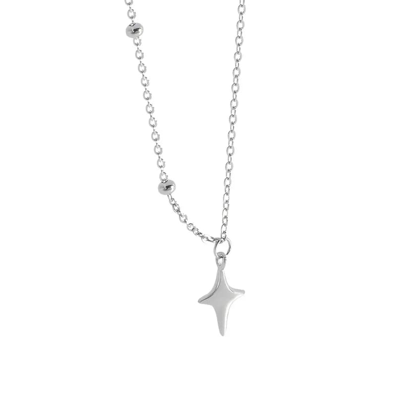 Star Pendant Necklace in Platinum — Sterling silver