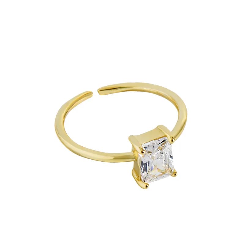 Princess Cut Ring in Gold — Sterling silver