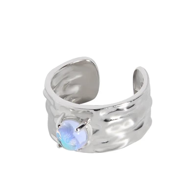 Moonstone Cabochon Ring in Platinum — Sterling silver