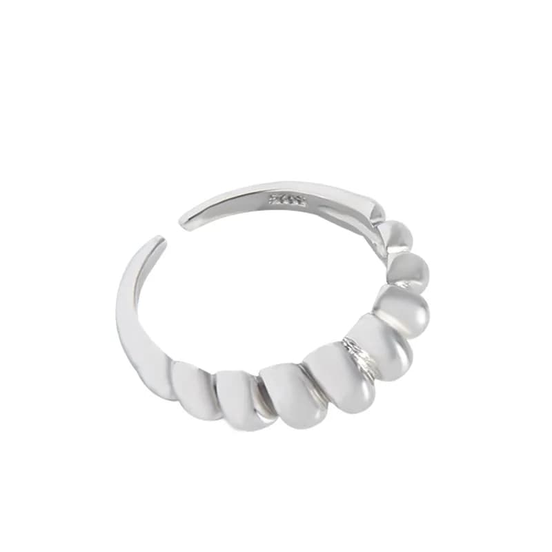 Beaded Arc Ring in Platinum — Sterling silver