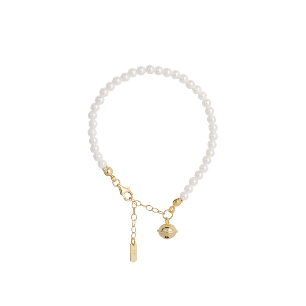 Pearl Bead Bracelet in Gold — Sterling silver