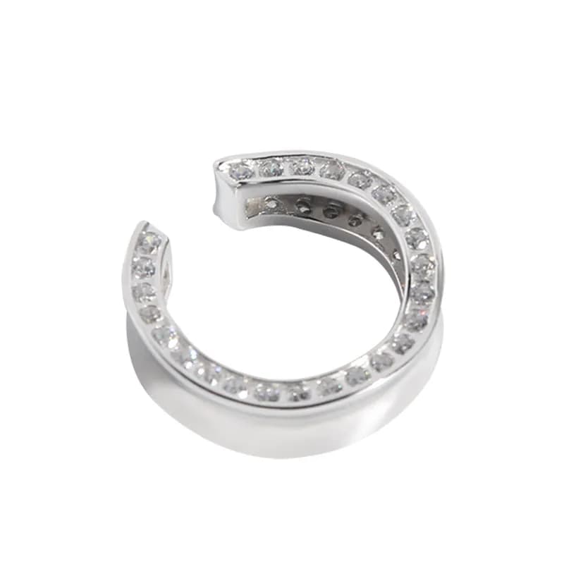 Open C-Shape Ring in White — Sterling silver