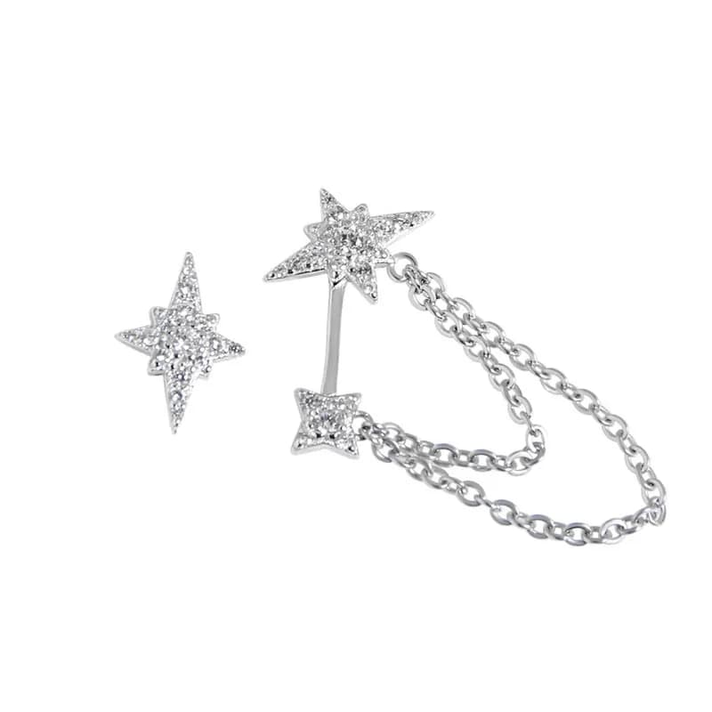 Starburst Chain Earrings in Platinum — Sterling silver