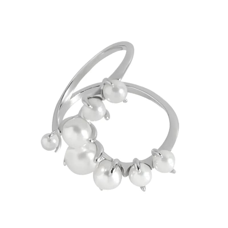 Pearl Cluster Ring in Platinum — Sterling silver
