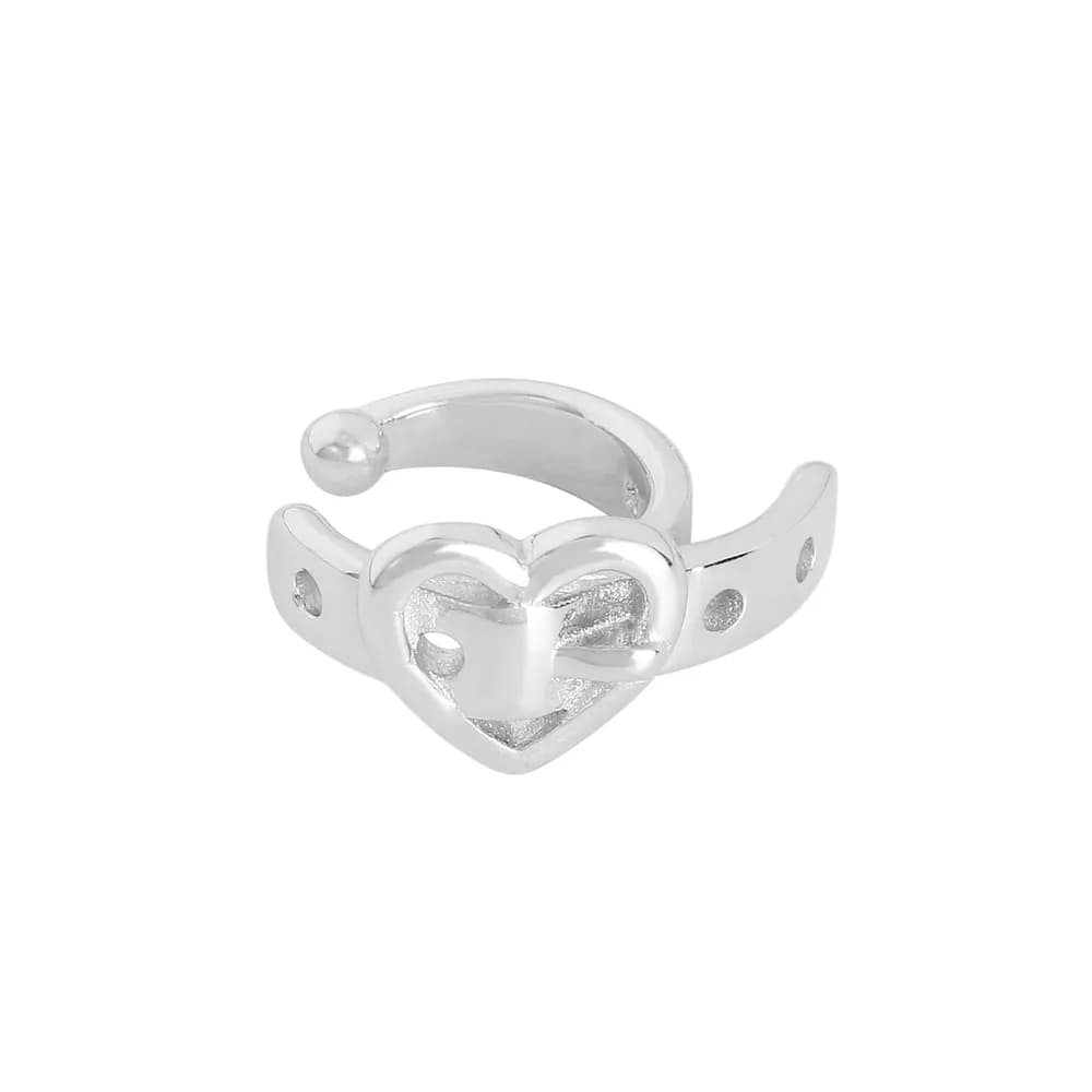 Heart Cuff Earrings in Silver — Sterling silver