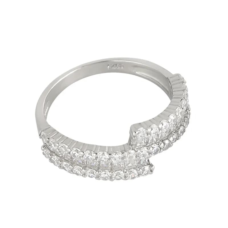 Double Row Pavé Ring in Interlaced Goblets — Sterling silver