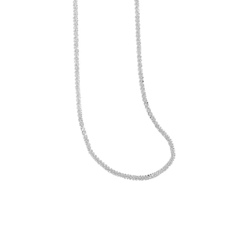 Pavé Bead Chain Necklace in Silver — Sterling silver