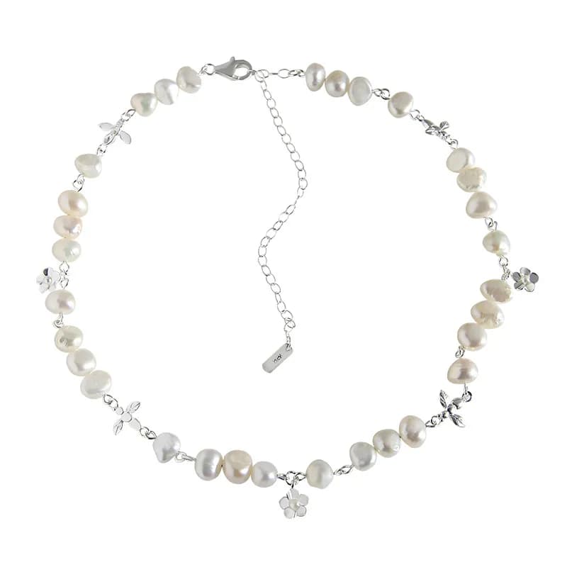 Pearl Bead Necklace in Spring Necklace — Sterling silver