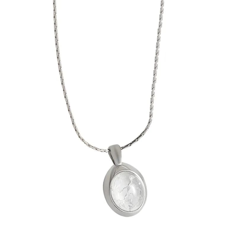 Marble Bezel Necklace in Moonstone — Sterling silver