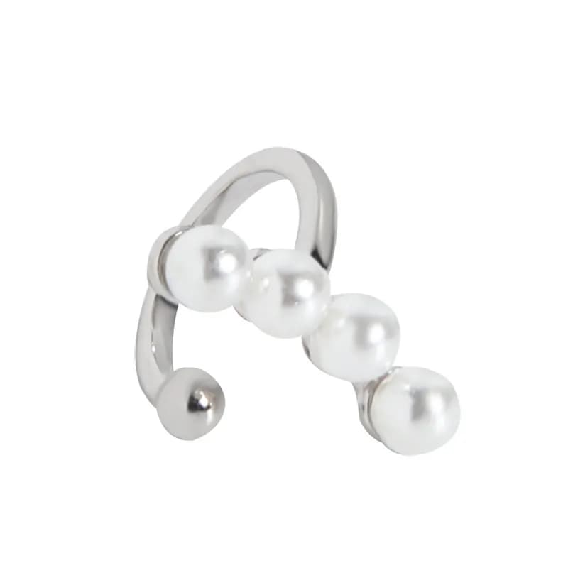 Pearl Bead Hoop Earrings in Bead Ear Clip — Sterling silver