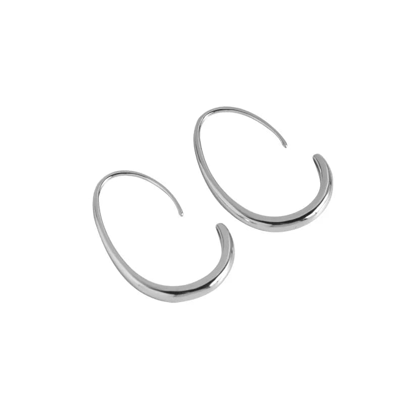 Open Crescent Hoop Earrings in Platinum — Sterling silver