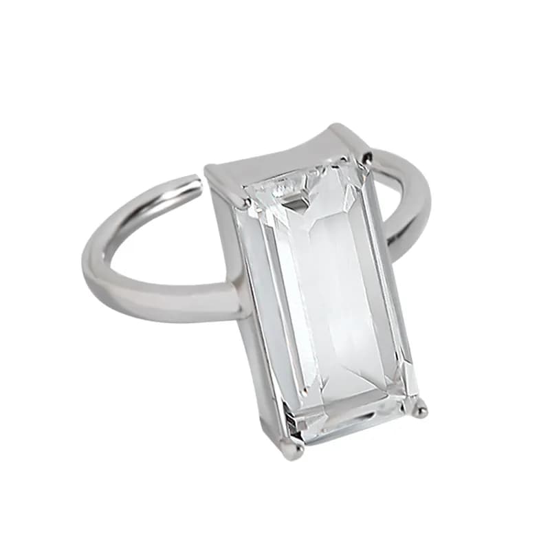 Emerald Cut Ring in Platinum — Sterling silver