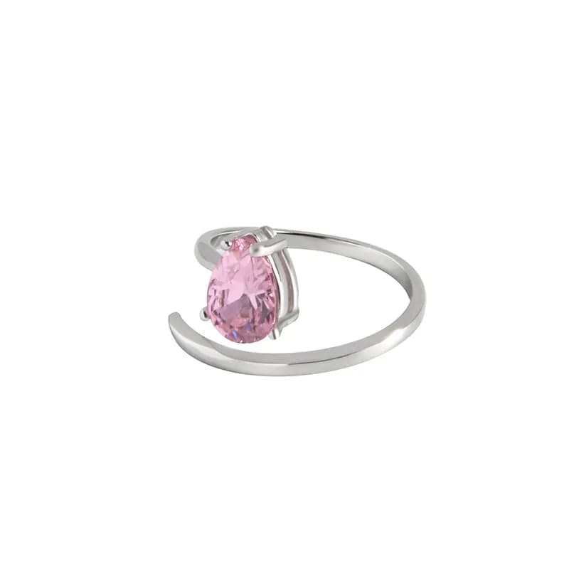Pink Pear Ring in Platinum — Sterling silver