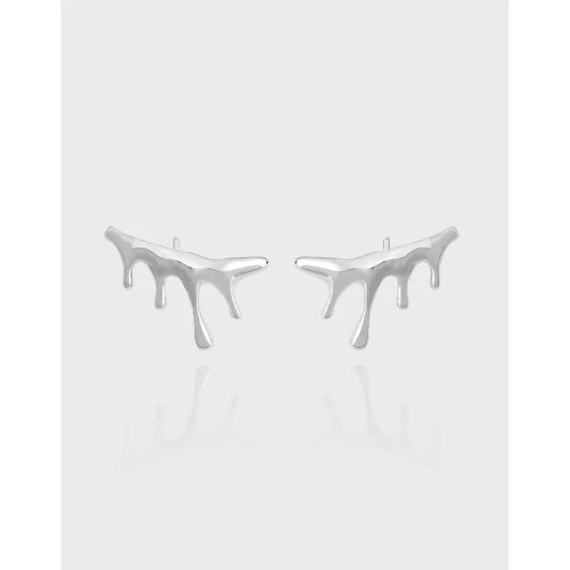 Polished sterling silver dripping earrings with multiple elongating drips on each side