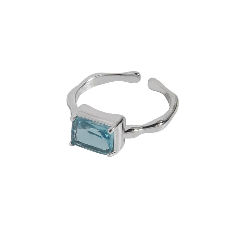 Blue Gem Ring in Platinum — Sterling silver
