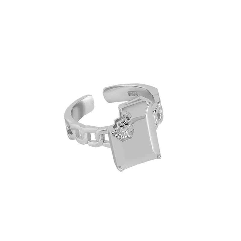 Square Plate Ring in No Stones — Sterling silver