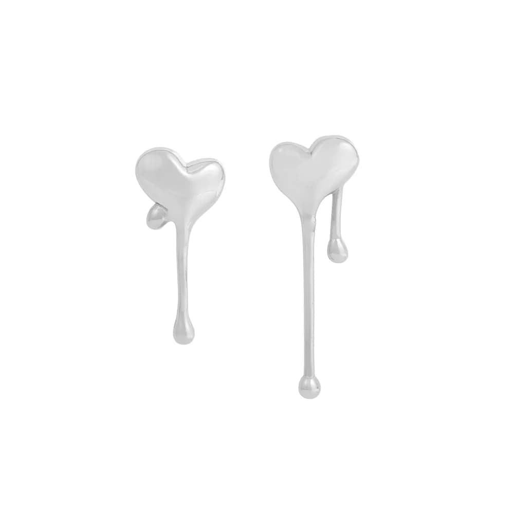 Heart Drop Earrings in Platinum — Sterling silver