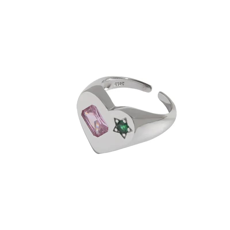 Heart Gem Ring in Platinum — Sterling silver