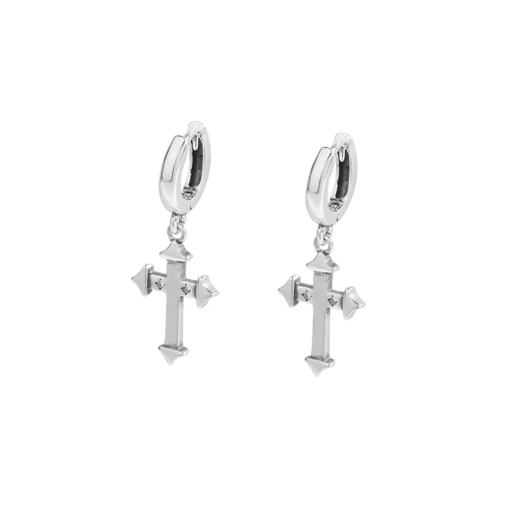 Cross Dangle Earrings in Silver — Sterling silver