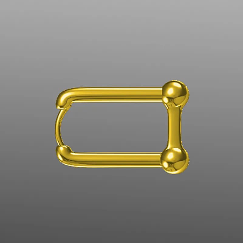 Polished sterling silver open rectangular frame earring with rounded ball accents on the right side.