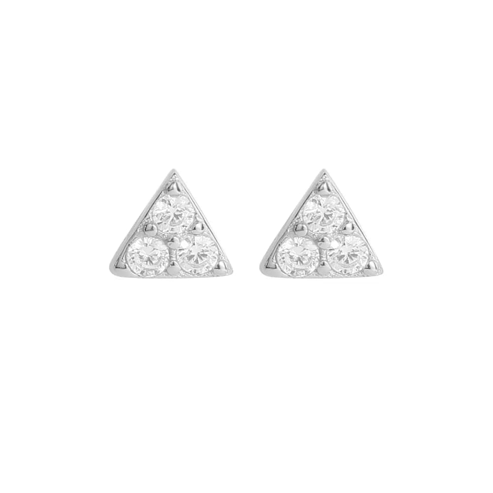Triangular Pavé Earrings in Platinum — Sterling silver