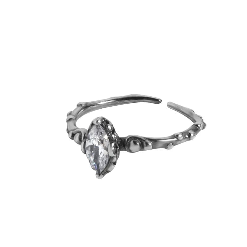 Marquise Stone Ring in Antique Silver — Sterling silver