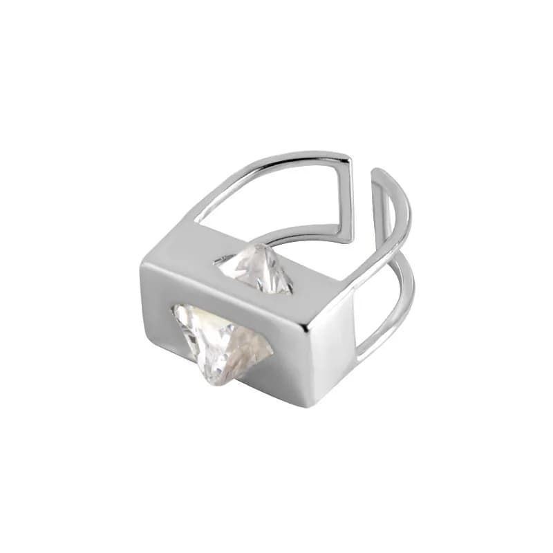 Geometric Block Ring in Platinum — Sterling silver