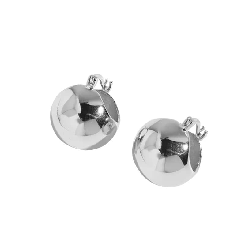 Polished Sphere Stud Earrings in Platinum — Sterling silver