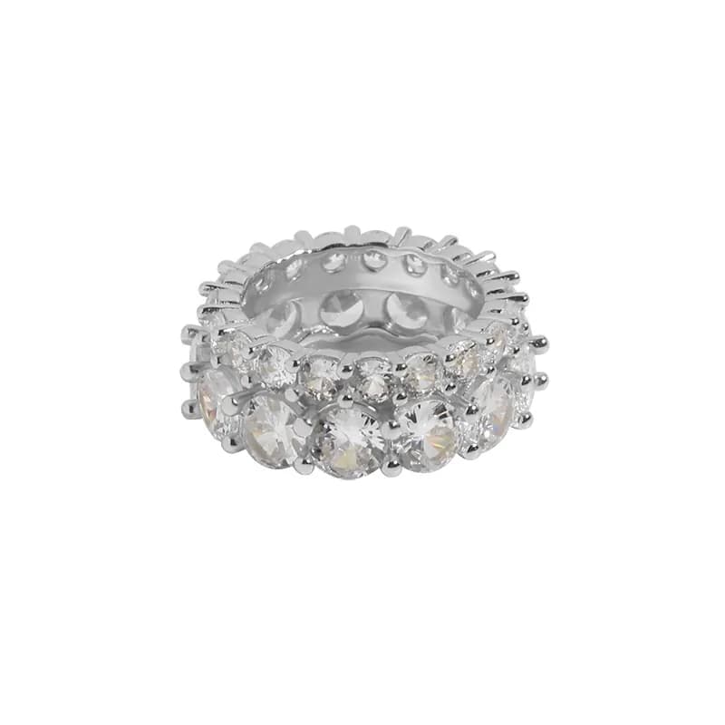 Pavé Crystal Stack Ring in Platinum — Sterling silver