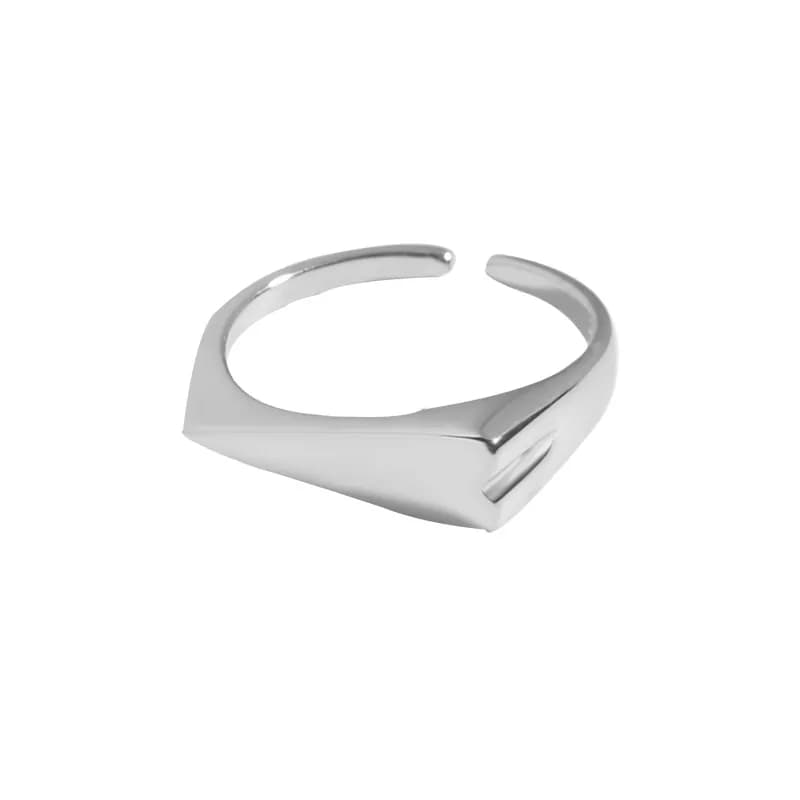 Geometric Square Ring in Platinum — Sterling silver