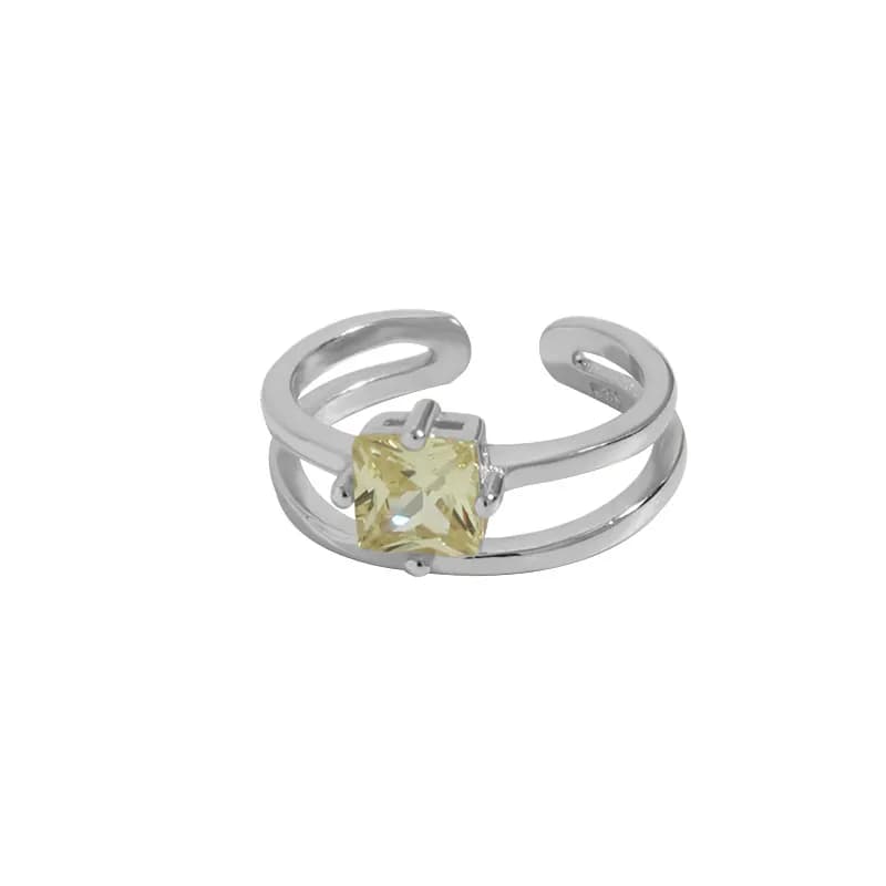 Square Stone Ring in Platinum — Sterling silver