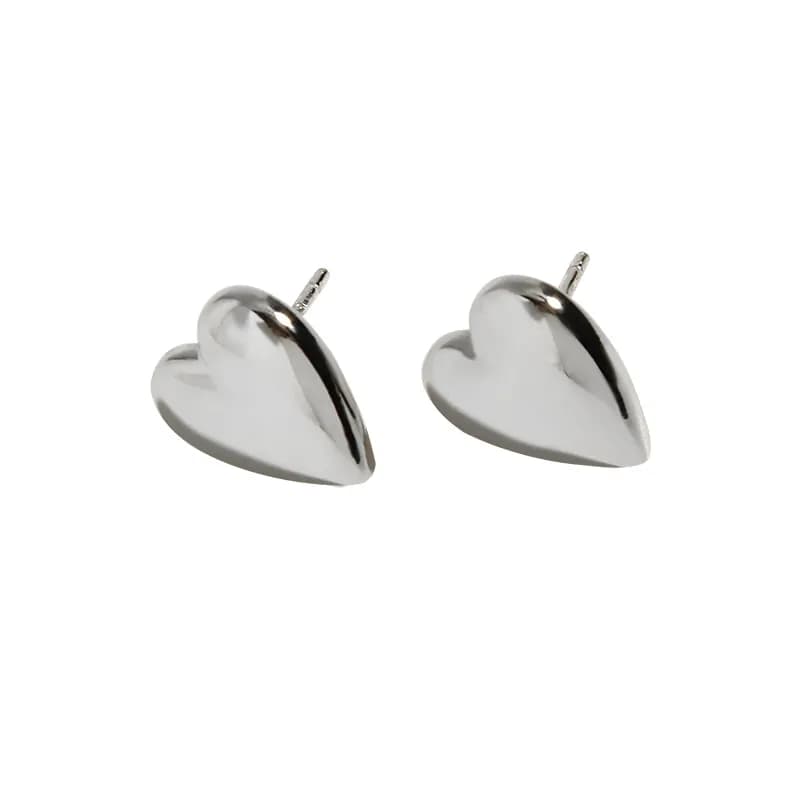 Heart Stud Earrings in Platinum — Sterling silver