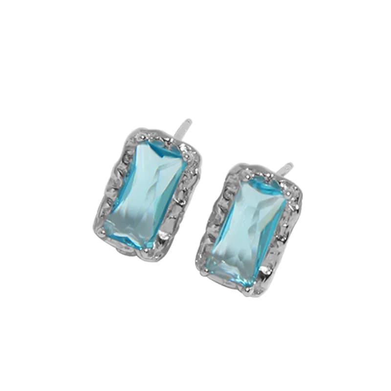 Emerald-Cut Halo Earrings in Platinum — Sterling silver