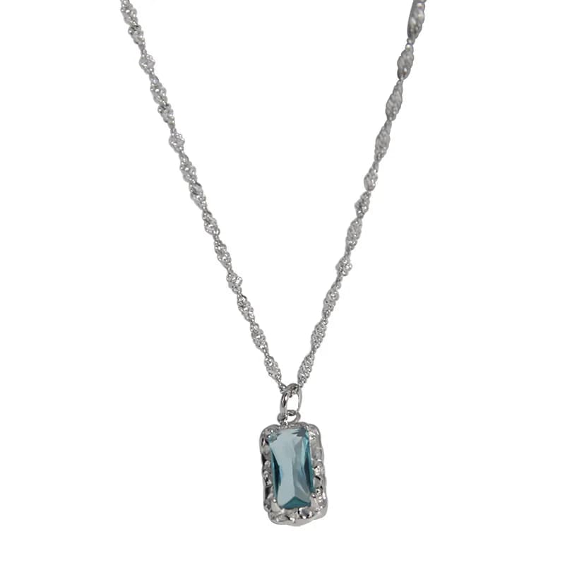 Two-Tone Gem Pendant Necklace in Platinum — Sterling silver