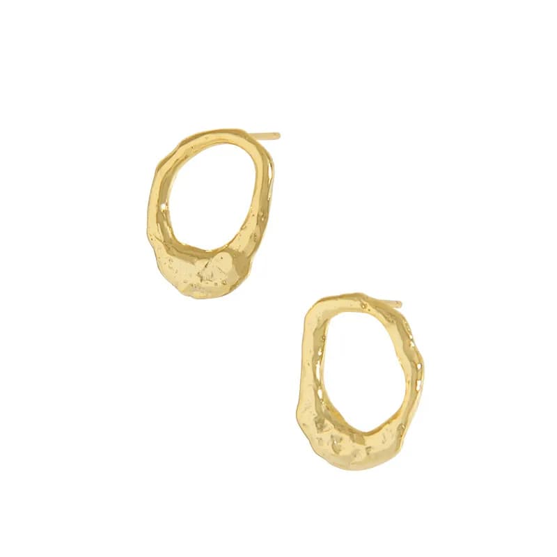 Hammered Hoop Earrings in Gold — Sterling silver
