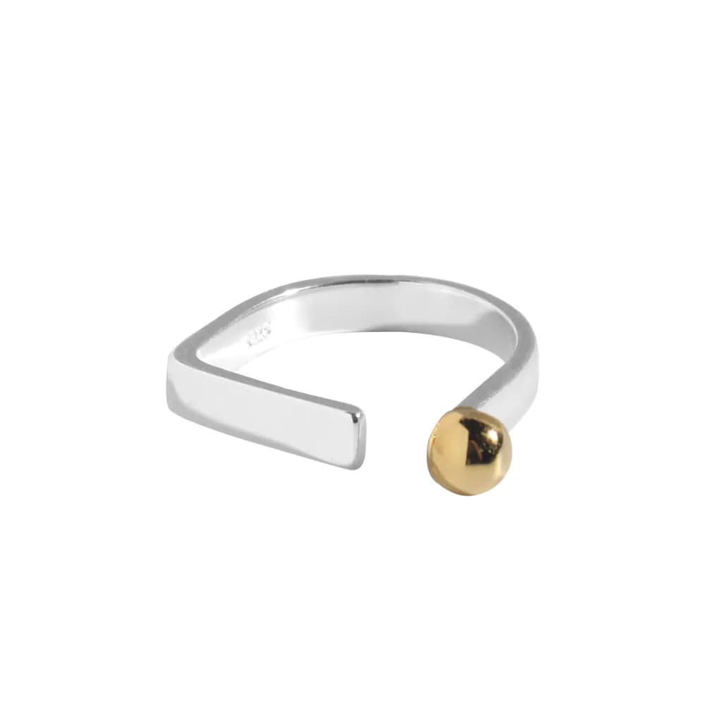 Gold Ball Accent Ring in Silver — Sterling silver