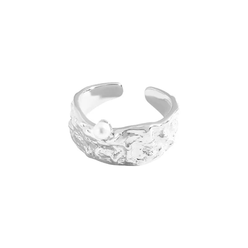 Textured Pearl Ring in Silver — Sterling silver