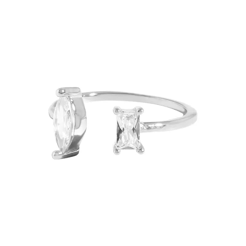 Two-Stone Open Ring in Platinum — Sterling silver