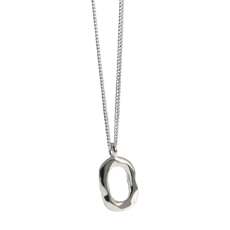 Open Ring Pendant Necklace in Platinum — Sterling silver