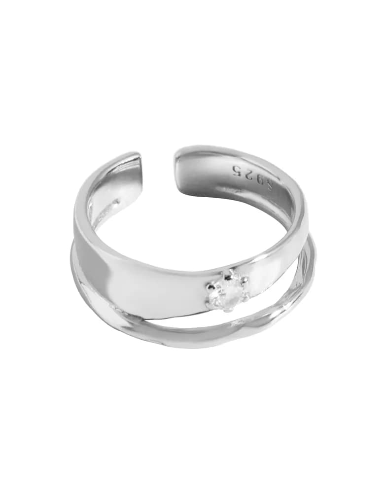 Double Band Gold Ring in Platinum — Sterling silver