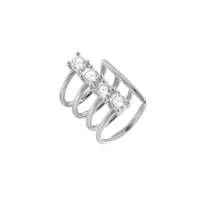 Four Stone Arc Earrings in Platinum — Sterling silver