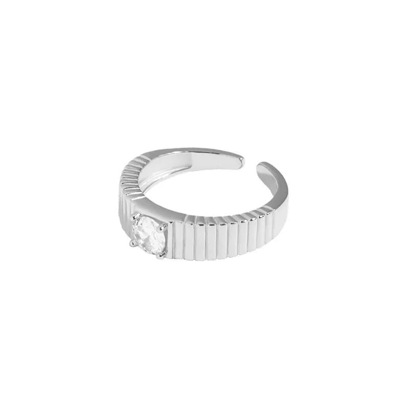 Ribbed Gold Ring in Platinum — Sterling silver