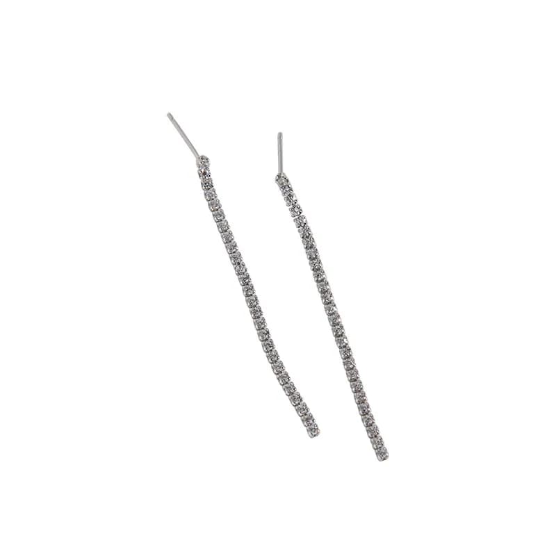 Pavé Bar Earrings in Platinum — Sterling silver