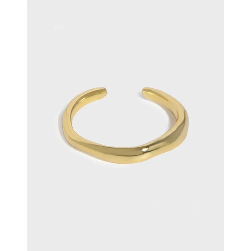 Polished sterling silver open curve ring with a smooth, minimalist curved band