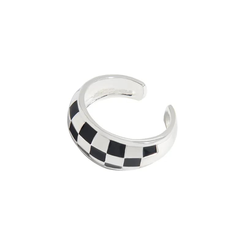 Checkerboard Gold Ring in Silver — Sterling silver