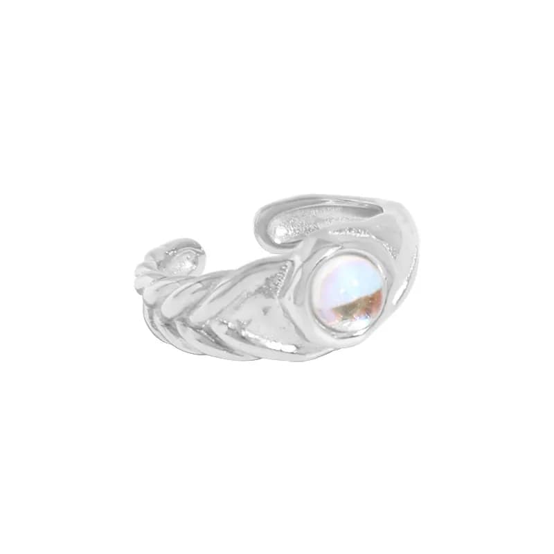 Moonstone Rope Earrings in Platinum — Sterling silver