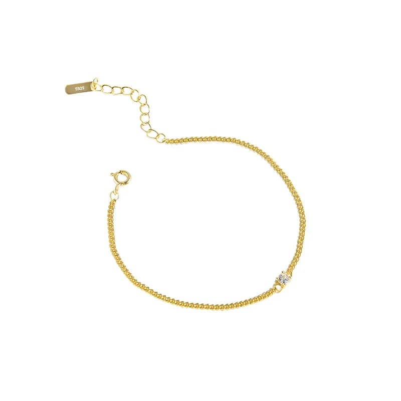 Gold Curb Chain Bracelet in Gold — Sterling silver