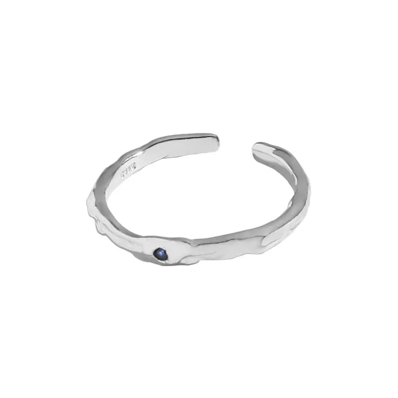 Hammered Gem Ring in Platinum — Sterling silver