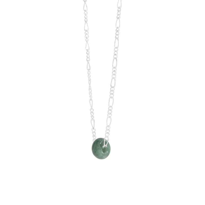 Green Stone Pendant Necklace in Platinum — Sterling silver